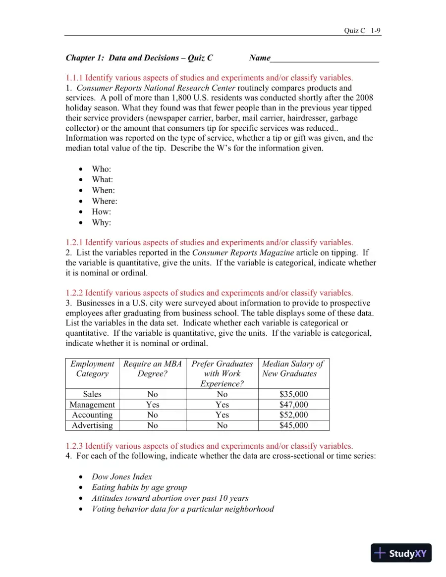 Test Bank for Business Statistics: A First Course, 3rd Edition, page 10