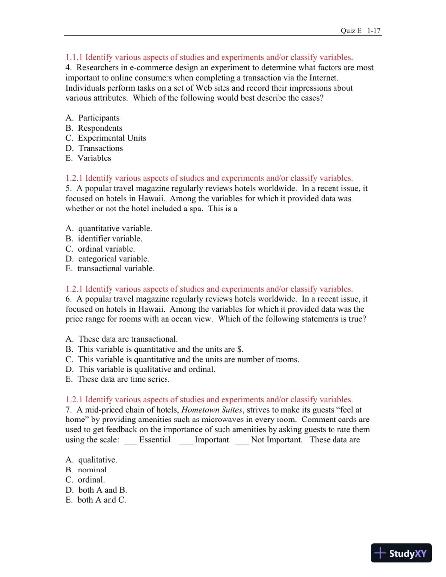 Test Bank for Business Statistics: A First Course, 3rd Edition, page 18