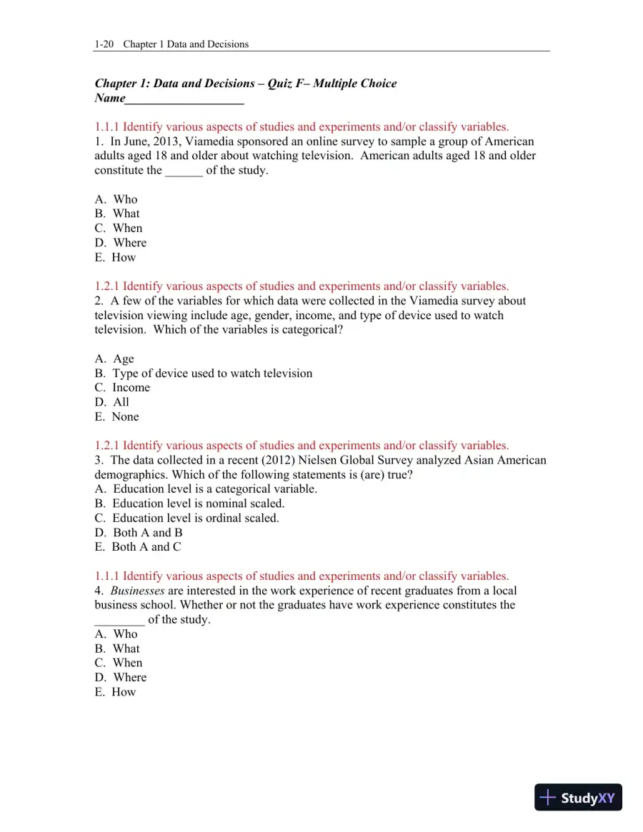 Test Bank for Business Statistics: A First Course, 3rd Edition, page 21