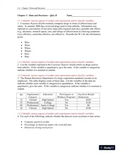 Test Bank for Business Statistics: A First Course, 3rd Edition - Page 7 preview image
