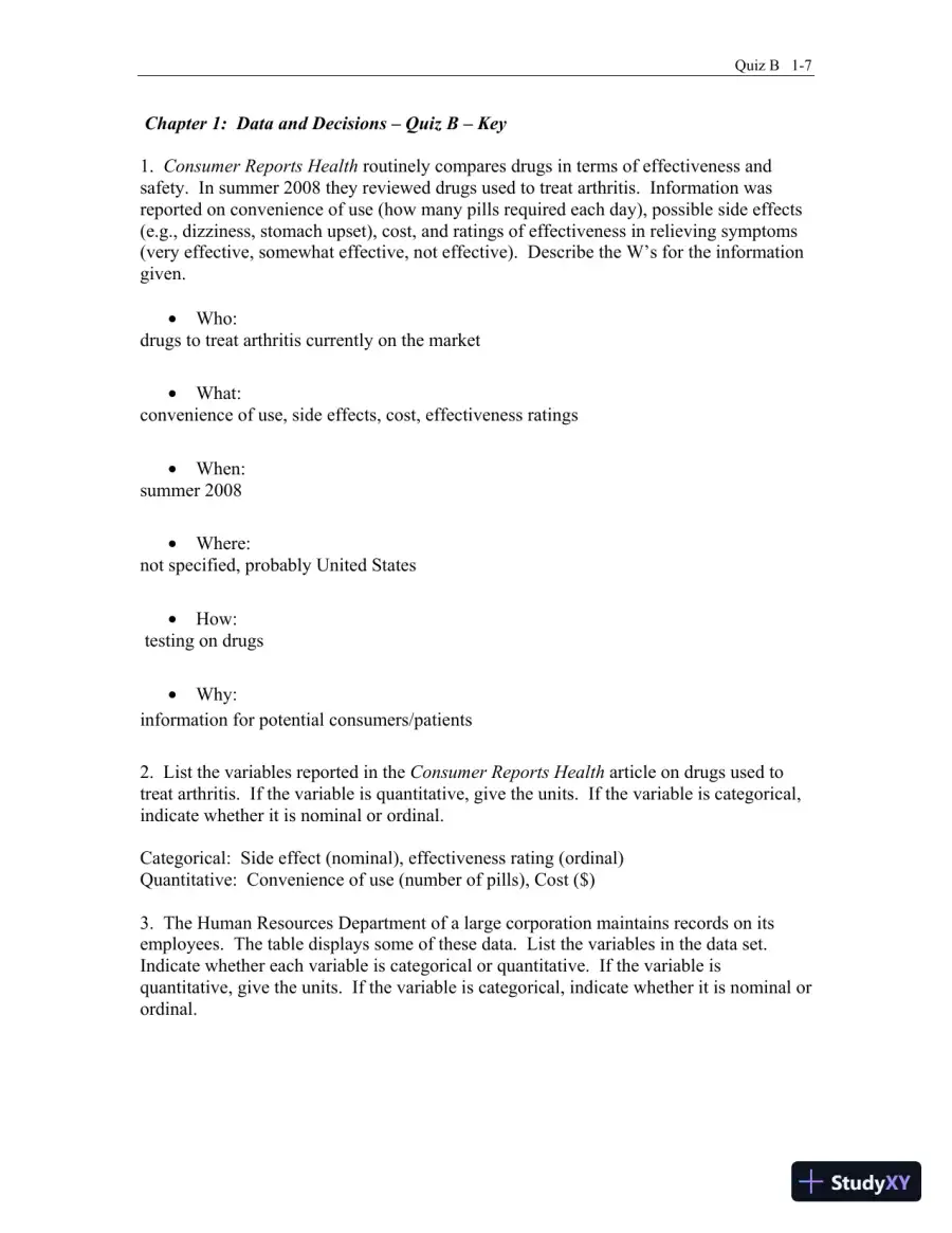 Test Bank for Business Statistics: A First Course, 3rd Edition, page 8