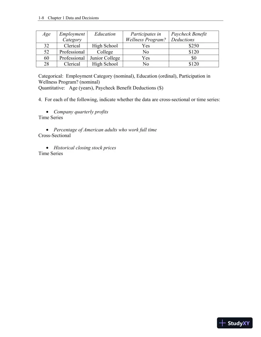 Test Bank for Business Statistics: A First Course, 3rd Edition, page 9