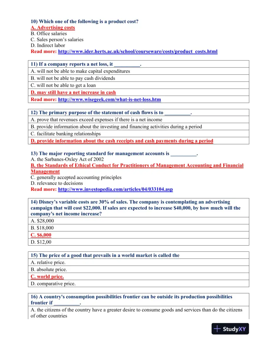 Comprehensive Assessment in Accounting, Economics, and Management, page 4