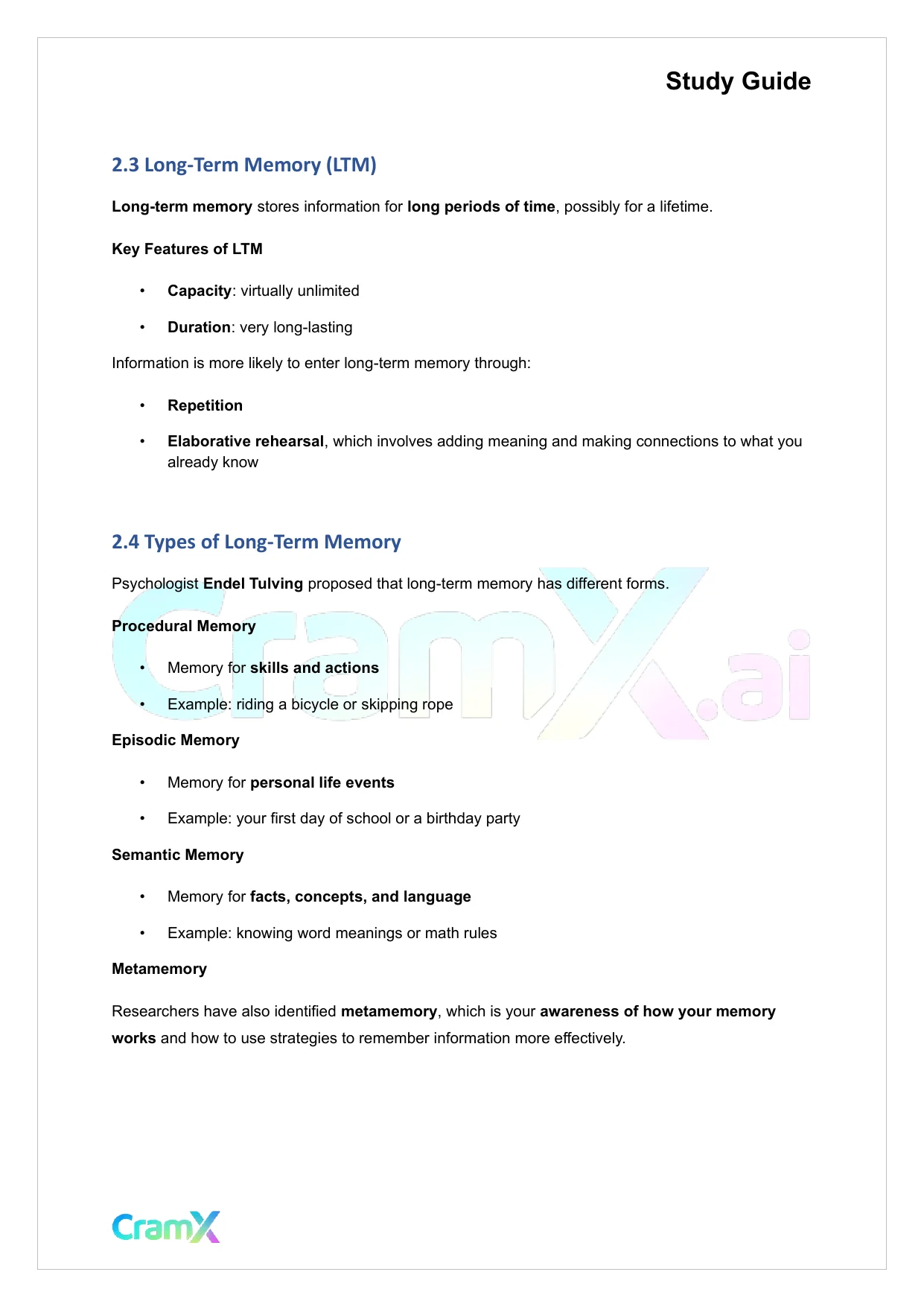 Psychology - Psychology Memory - Page 4 preview image