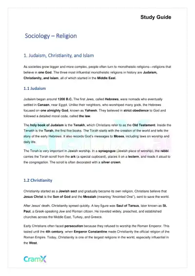 Sociology - Religion - Page 1 preview image