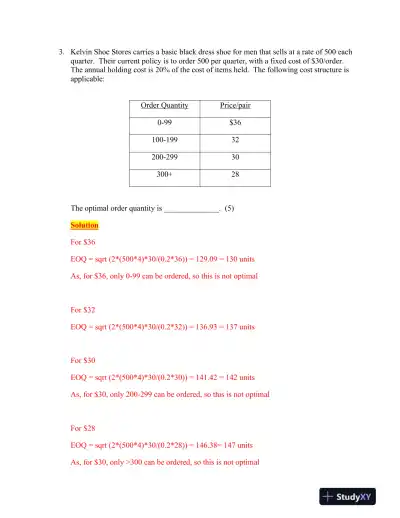 QM 670: Operations Management and Optimization: Case Studies and Linear Programming Applications Exam II - Page 3 preview image