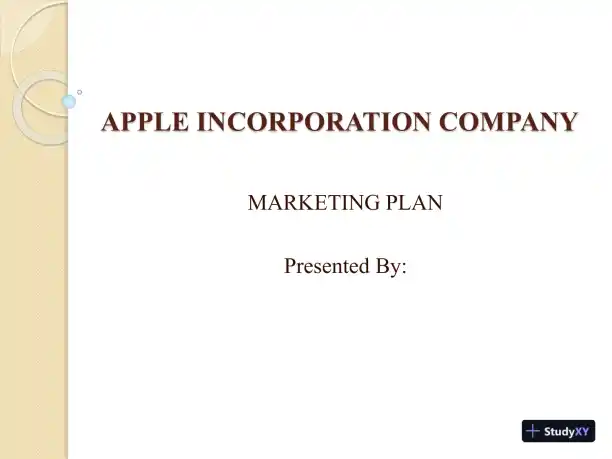 APPLE INCORPORATION COMPANY MARKETING PLAN - Page 1 preview image