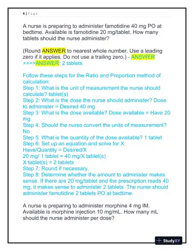 2024 ATI RN Fundamentals of Nursing Practice Exam With Answers (106 Solved Questions) - Page 5 preview image