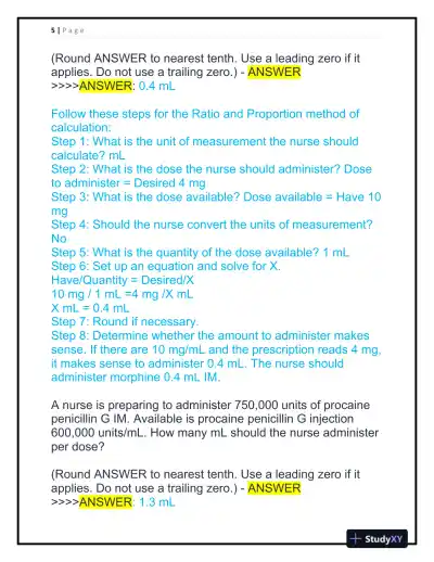 2024 ATI RN Fundamentals of Nursing Practice Exam With Answers (106 Solved Questions) - Page 6 preview image