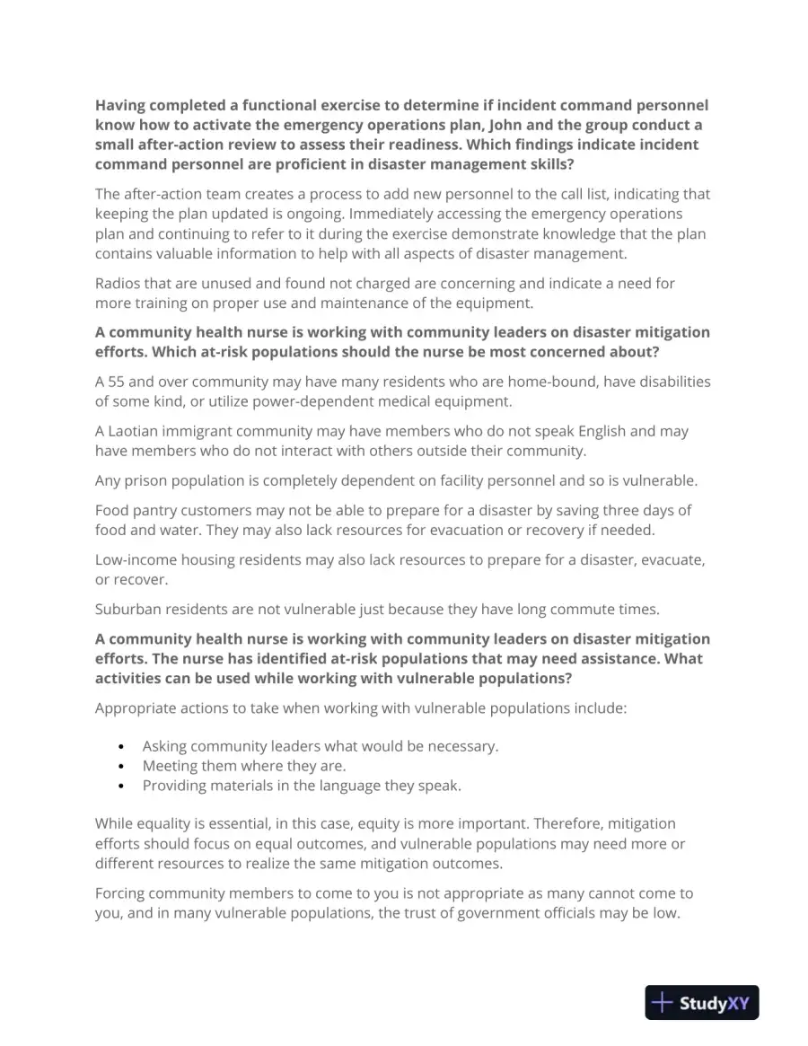 NR442 Community Health Week 6 With Answers (60 Solved Questions), page 11