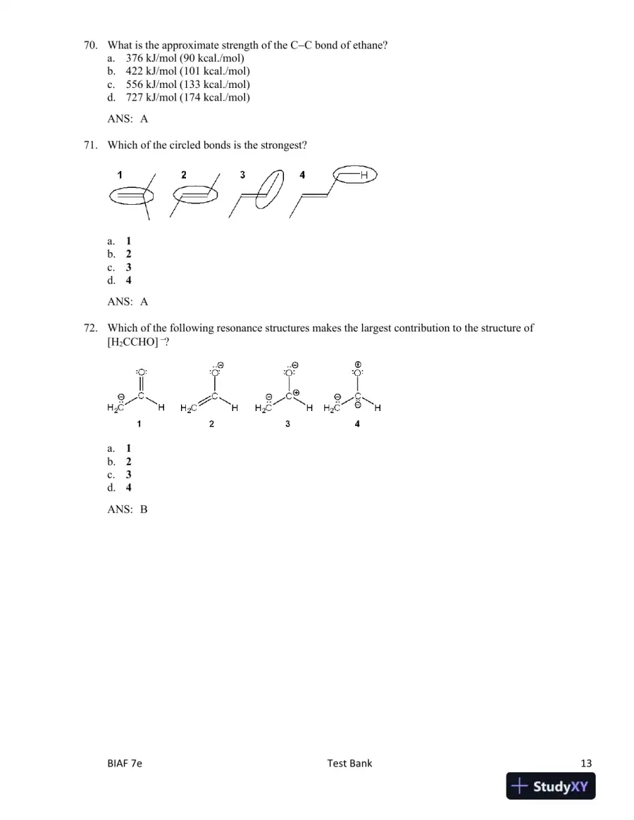 Test Bank For Organic Chemistry, 7th Edition, page 14