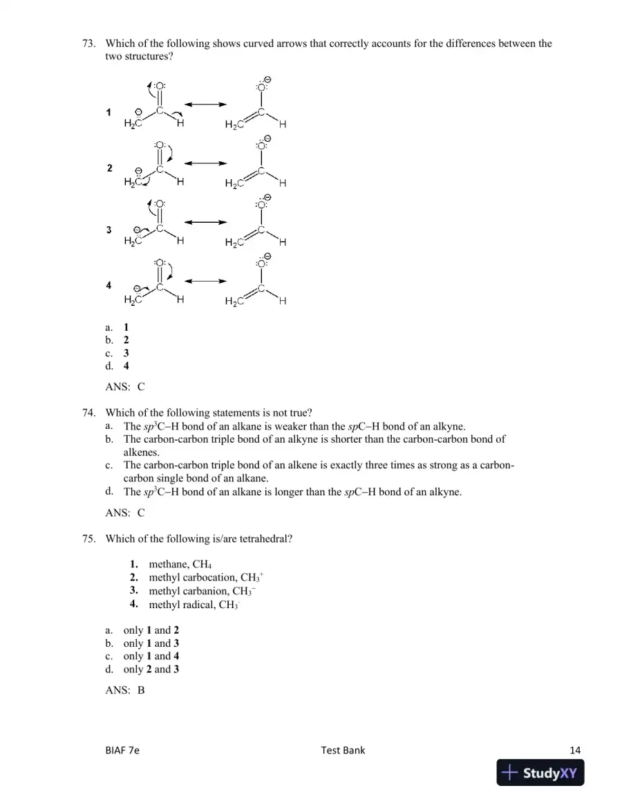 Test Bank For Organic Chemistry, 7th Edition, page 15