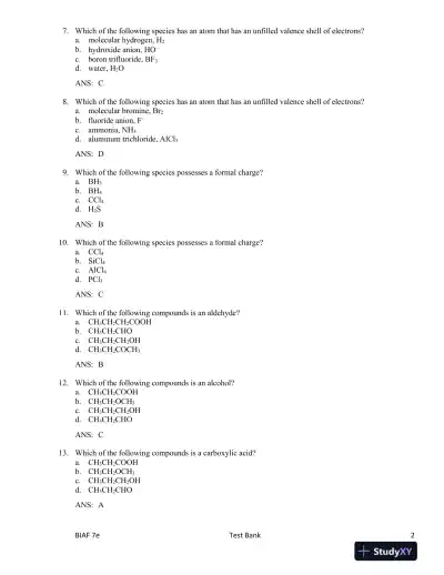 Test Bank For Organic Chemistry, 7th Edition - Page 3 preview image