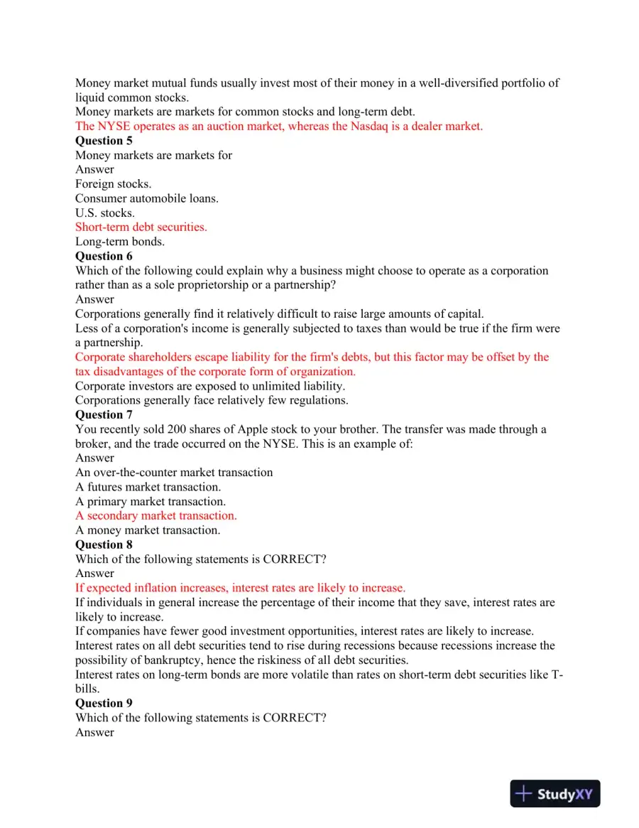 FIN 534 Midterm Exam Part 1& 2, page 3