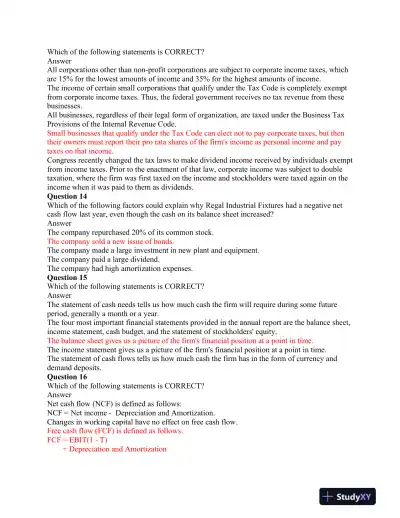 FIN 534 Midterm Exam Part 1& 2 - Page 5 preview image