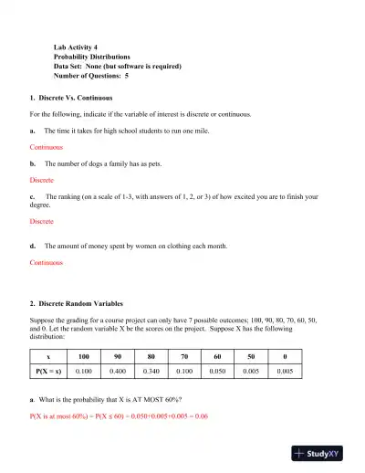 Probability Distributions - Page 1 preview image