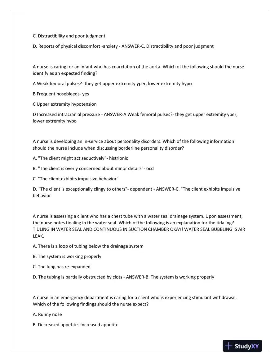 2023-2024 ATI Nursing Diagnosis Virtual Predictor Green Light Real Exam With Answers (180 Solved Questions), page 10