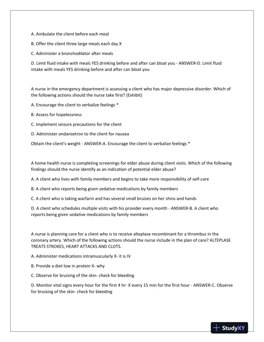 2023-2024 ATI Nursing Diagnosis Virtual Predictor Green Light Real Exam With Answers (180 Solved Questions), page 12