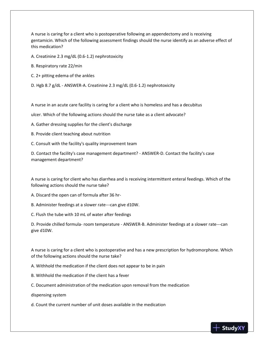 2023-2024 ATI Nursing Diagnosis Virtual Predictor Green Light Real Exam With Answers (180 Solved Questions), page 13