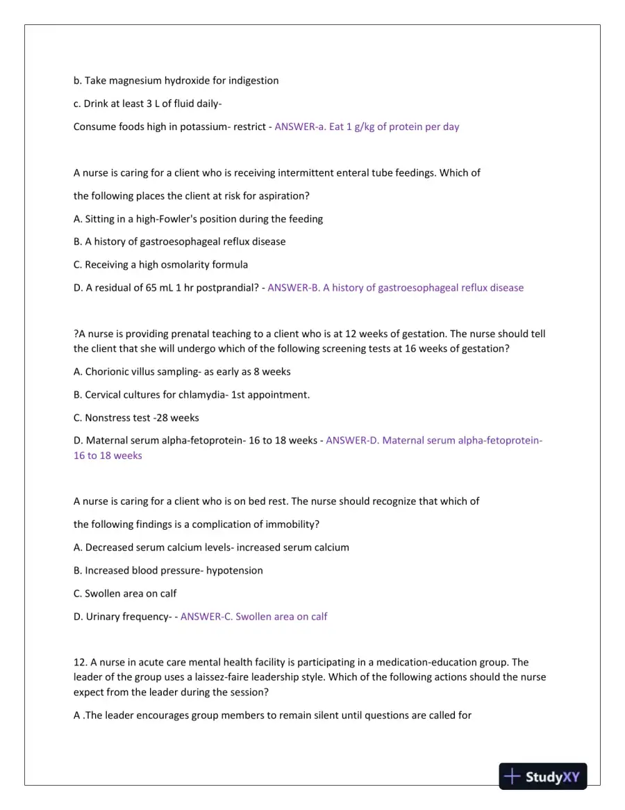 2023-2024 ATI Nursing Diagnosis Virtual Predictor Green Light Real Exam With Answers (180 Solved Questions), page 4