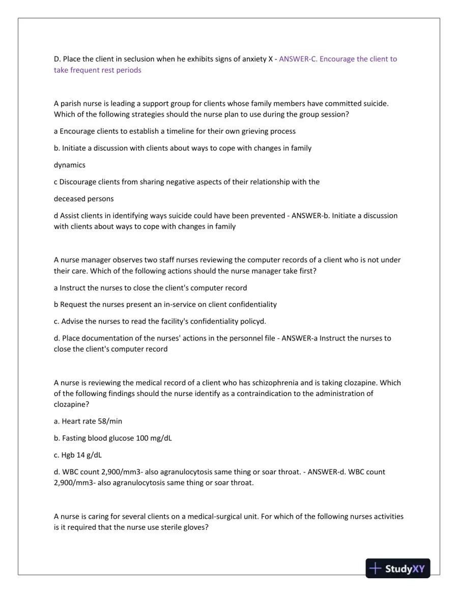 2023-2024 ATI Nursing Diagnosis Virtual Predictor Green Light Real Exam With Answers (180 Solved Questions), page 6