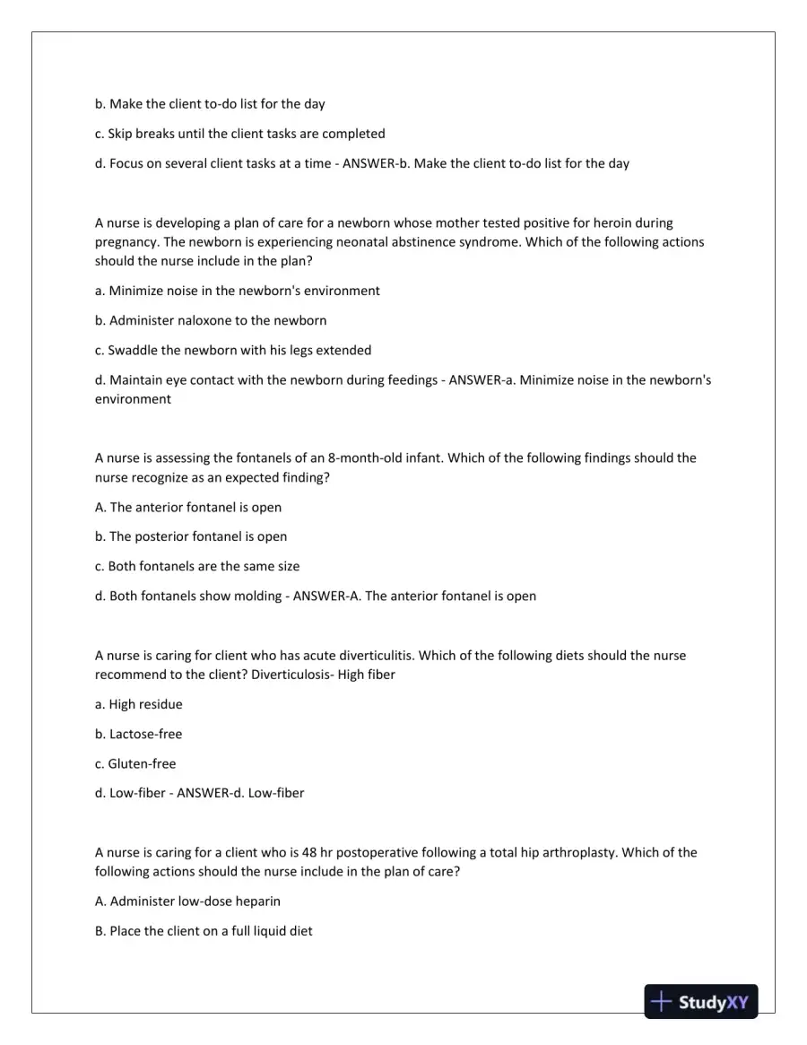 2023-2024 ATI Nursing Diagnosis Virtual Predictor Green Light Real Exam With Answers (180 Solved Questions), page 8