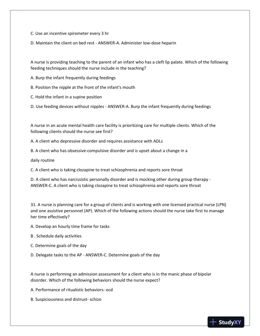 2023-2024 ATI Nursing Diagnosis Virtual Predictor Green Light Real Exam With Answers (180 Solved Questions), page 9
