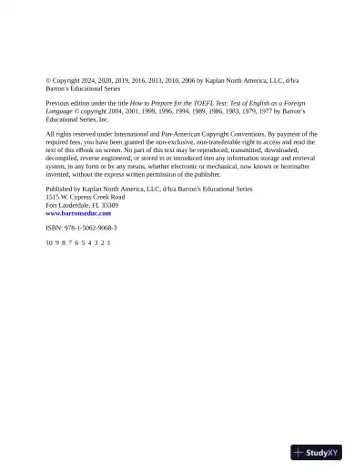 TOEFL iBT Premium with 8 Online Practice Tests + Online Audio, Eighteenth Edition (2024) - Page 7 preview image