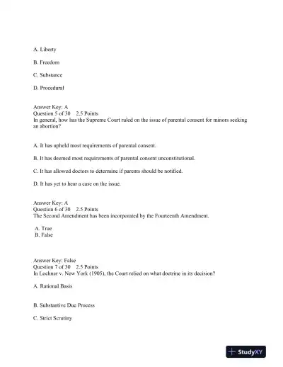 Constitutional Law and Supreme Court Precedents: Examining Rights, Liberties, and Judicial Interpretations - Page 3 preview image
