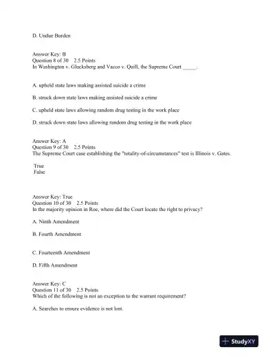 Constitutional Law and Supreme Court Precedents: Examining Rights, Liberties, and Judicial Interpretations - Page 4 preview image