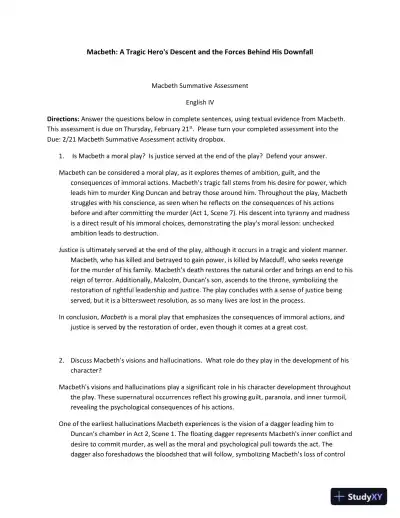Macbeth: A Tragic Hero's Descent And The Forces Behind His Downfall - Page 1 preview image