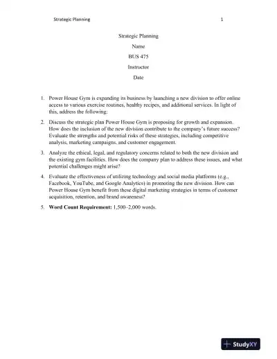 BUS 475 Strategic Planning - Page 1 preview image