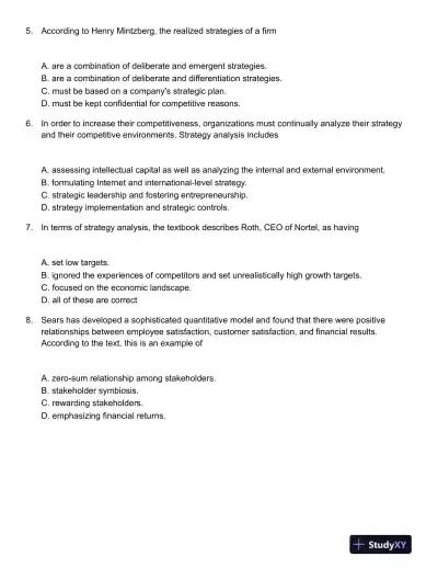 Strategic Management : Creating Competitive Advantages 4th Canadian Edition Test Bank - Page 3 preview image