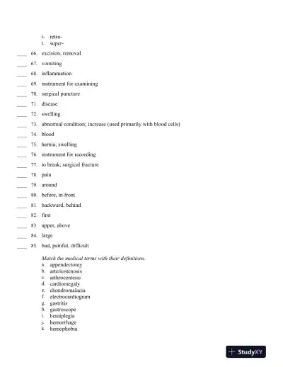 Medical Terminology Express: A Short-Course Approach by Body System 2nd Edition Test Bank - Page 10 preview image