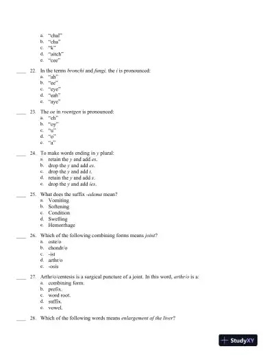 Medical Terminology Express: A Short-Course Approach by Body System 2nd Edition Test Bank - Page 5 preview image
