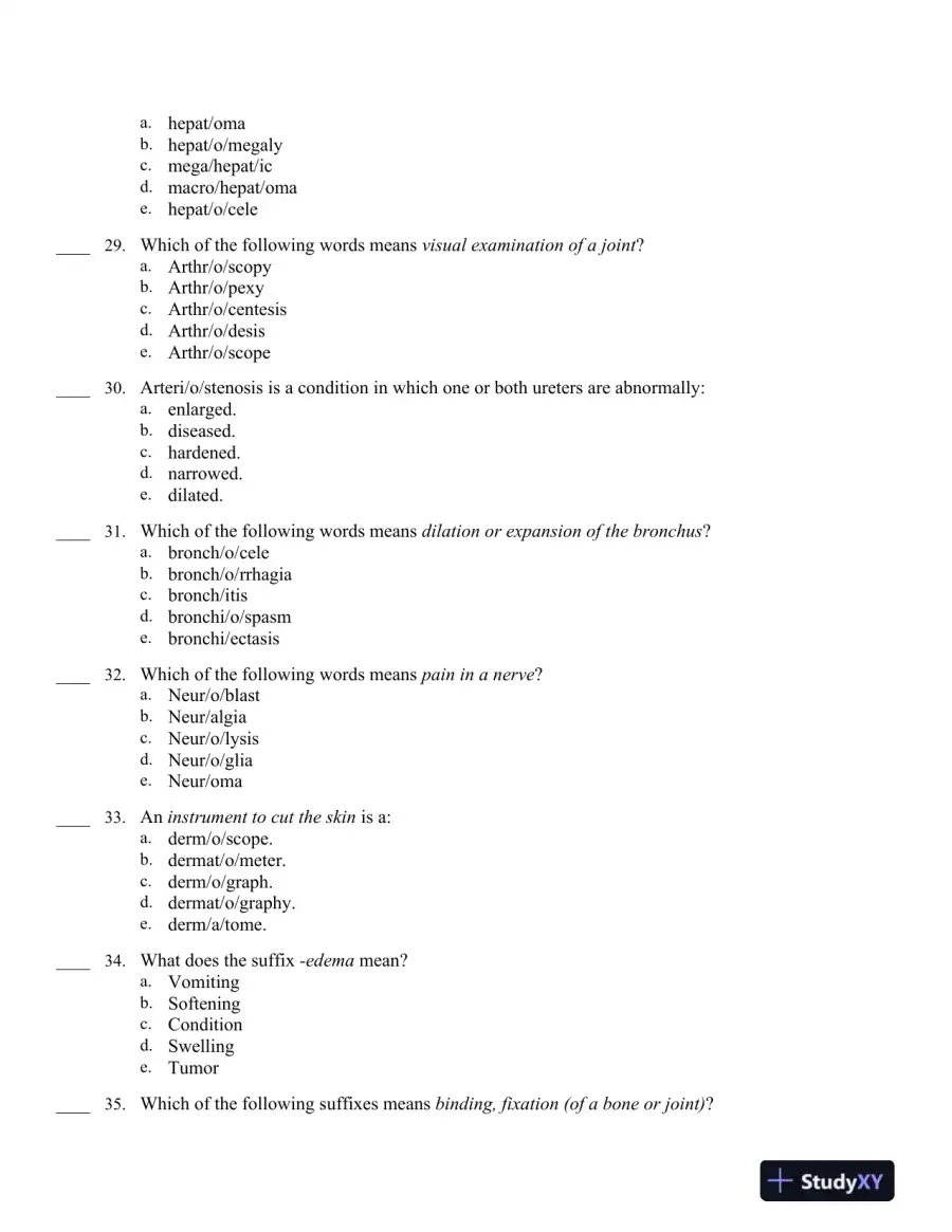 Medical Terminology Express: A Short-Course Approach by Body System 2nd Edition Test Bank, page 6