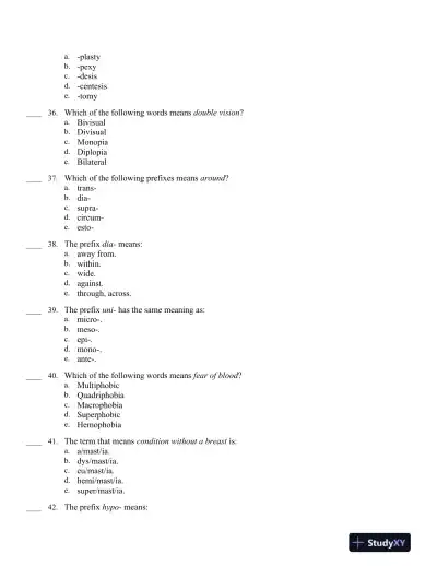 Medical Terminology Express: A Short-Course Approach by Body System 2nd Edition Test Bank - Page 7 preview image