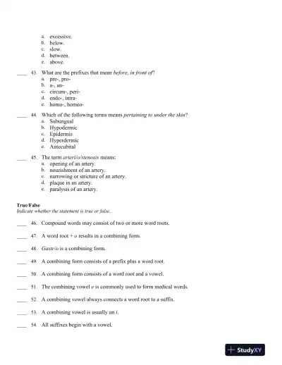 Medical Terminology Express: A Short-Course Approach by Body System 2nd Edition Test Bank - Page 8 preview image