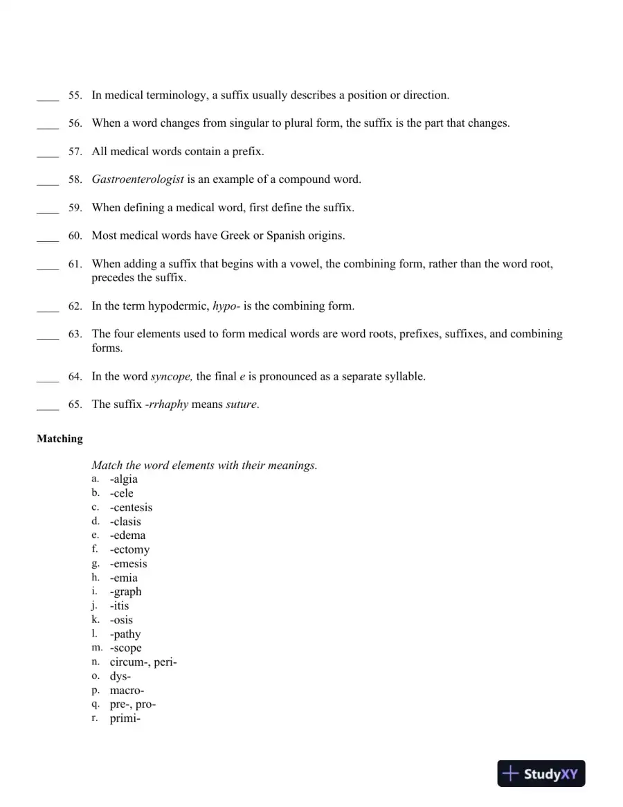 Medical Terminology Express: A Short-Course Approach by Body System 2nd Edition Test Bank, page 9