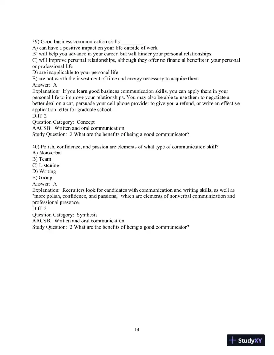 Test Bank for Business Communication: Polishing Your Professional Presence, 4th Edition, page 16