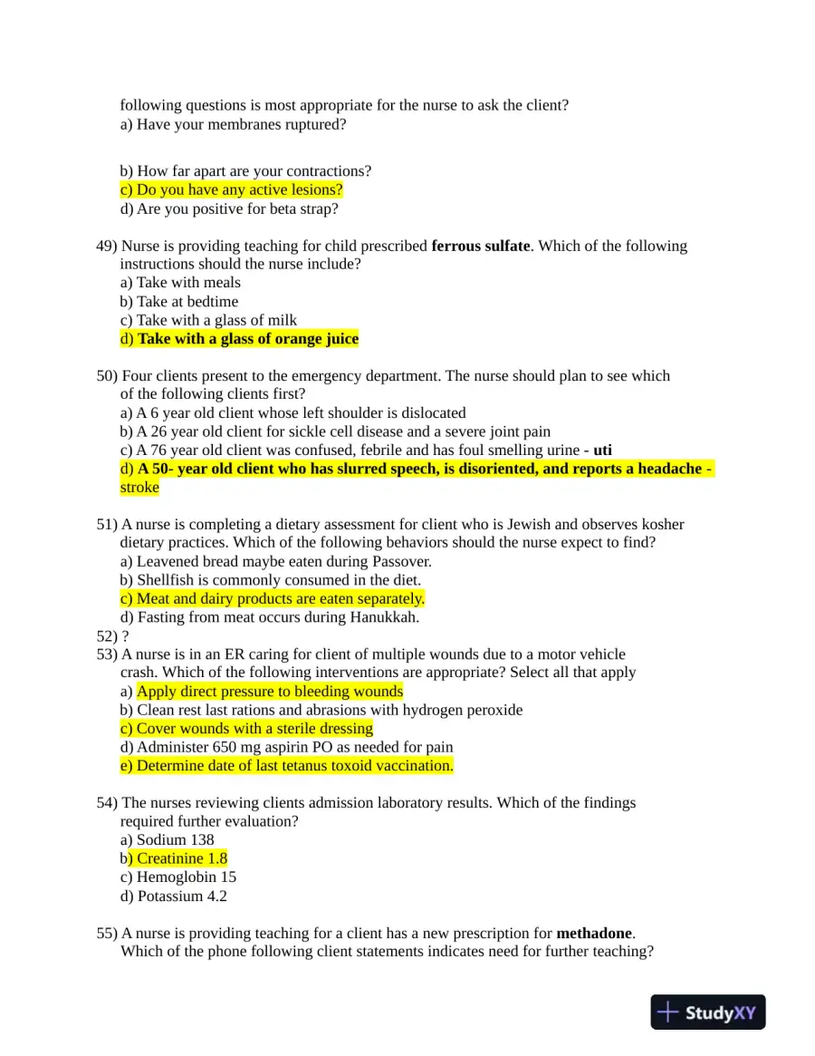 2019 ATI RN Comprehensive Exam with Answers (180 Solved Questions), page 10