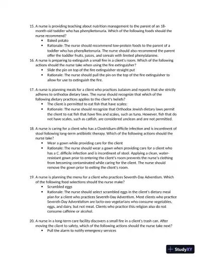 RN Concept Based Assessment Level 1 Online Practice A with Answers (100 Solved Questions) - Page 6 preview image