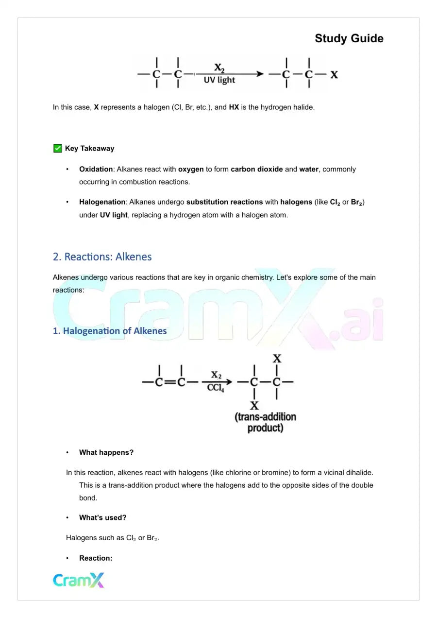 Organic Chemistry I - Summary of Reactions, page 2