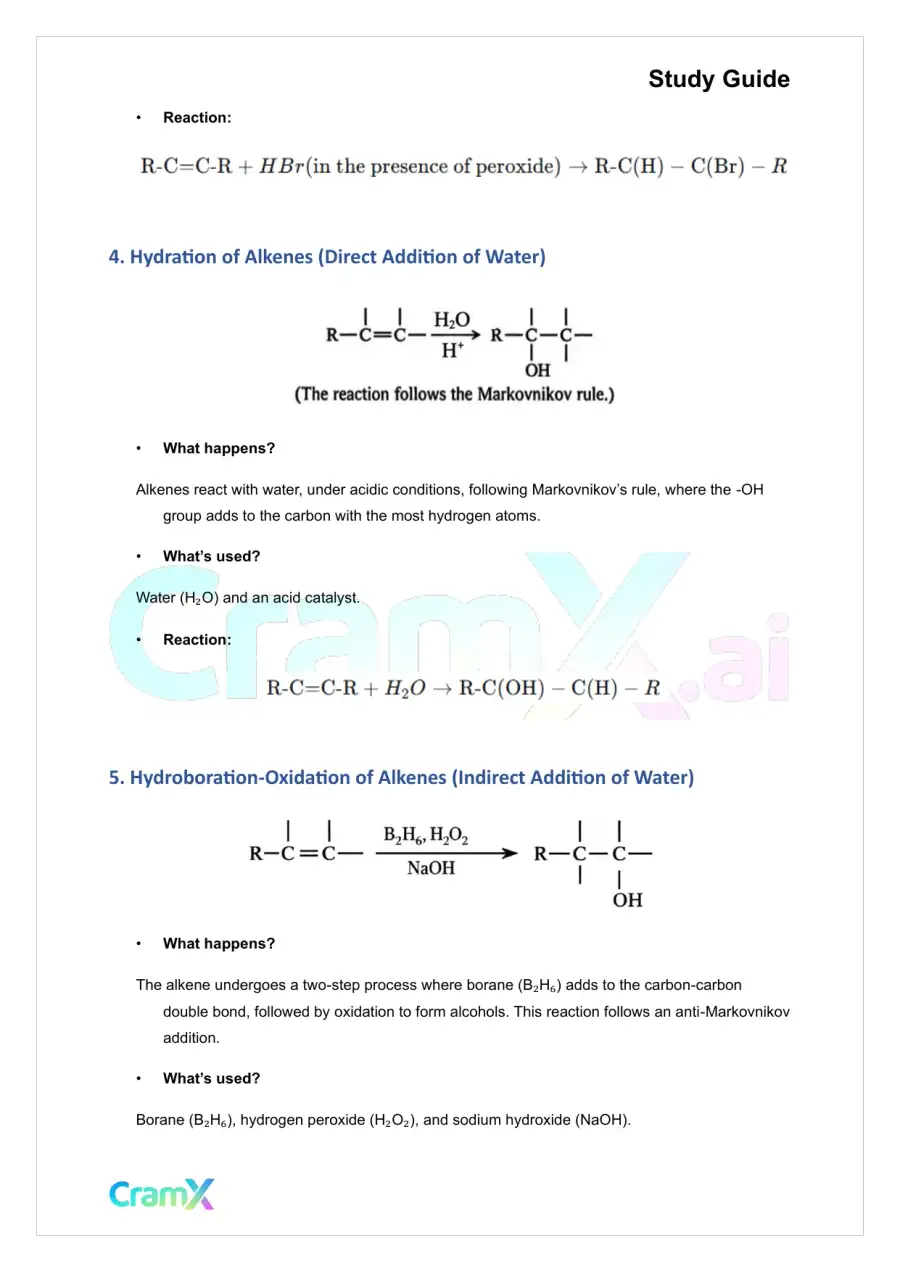 Organic Chemistry I - Summary of Reactions, page 4