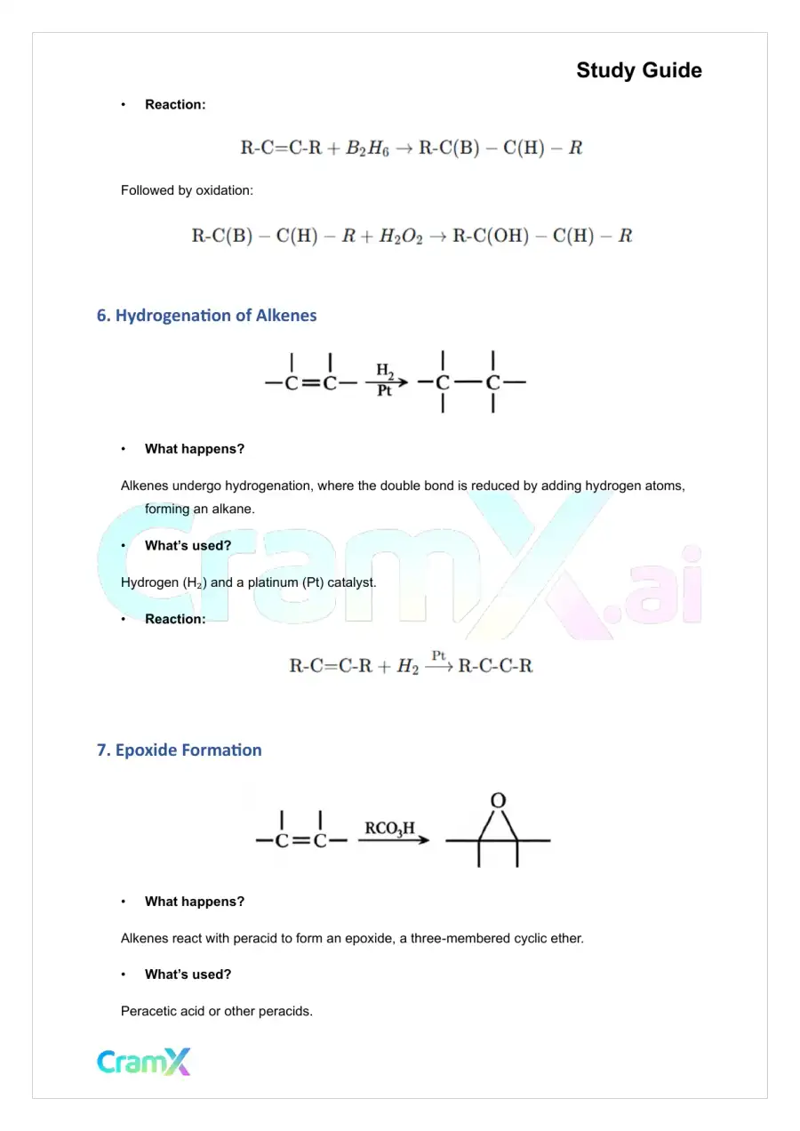 Organic Chemistry I - Summary of Reactions, page 5