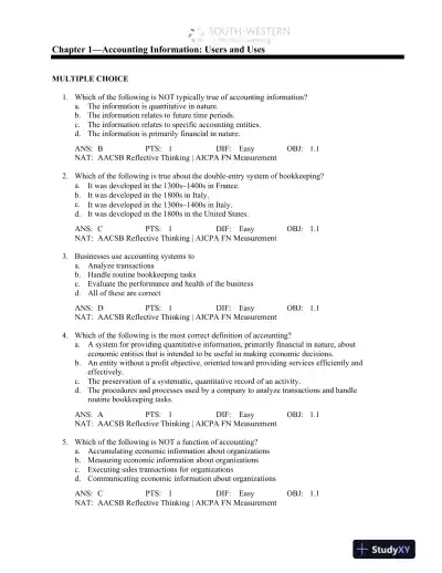 Accounting: Concepts and Applications, 11th Edition Test Bank - Page 1 preview image