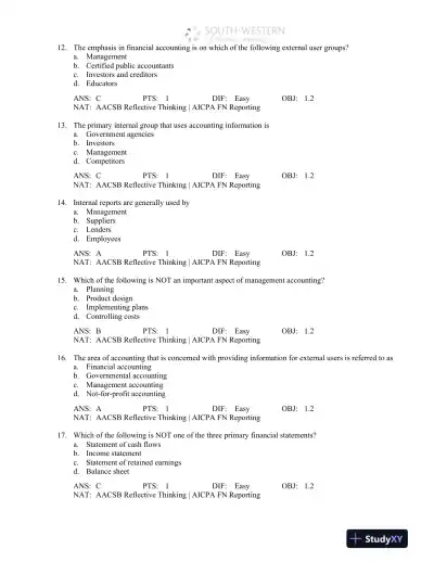 Accounting: Concepts and Applications, 11th Edition Test Bank - Page 4 preview image