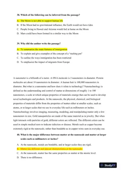 HESI Comprehensive Entrance Exam With Answers (292 Solved Questions) - Page 14 preview image