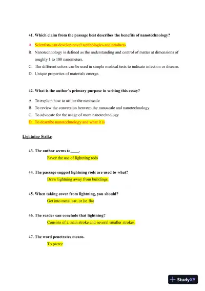 HESI Comprehensive Entrance Exam With Answers (292 Solved Questions) - Page 15 preview image