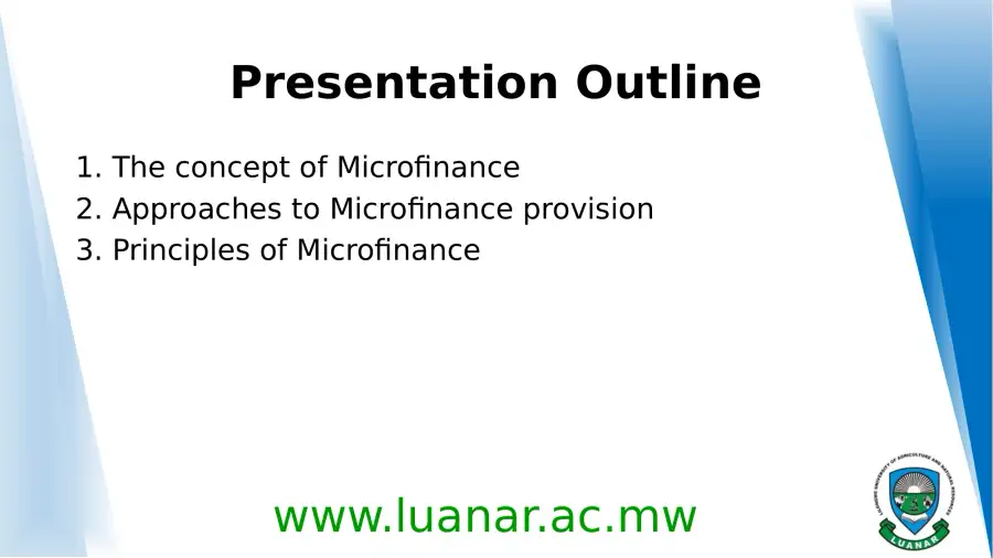 Introduction Microfinance - the concept of microfi, page 2